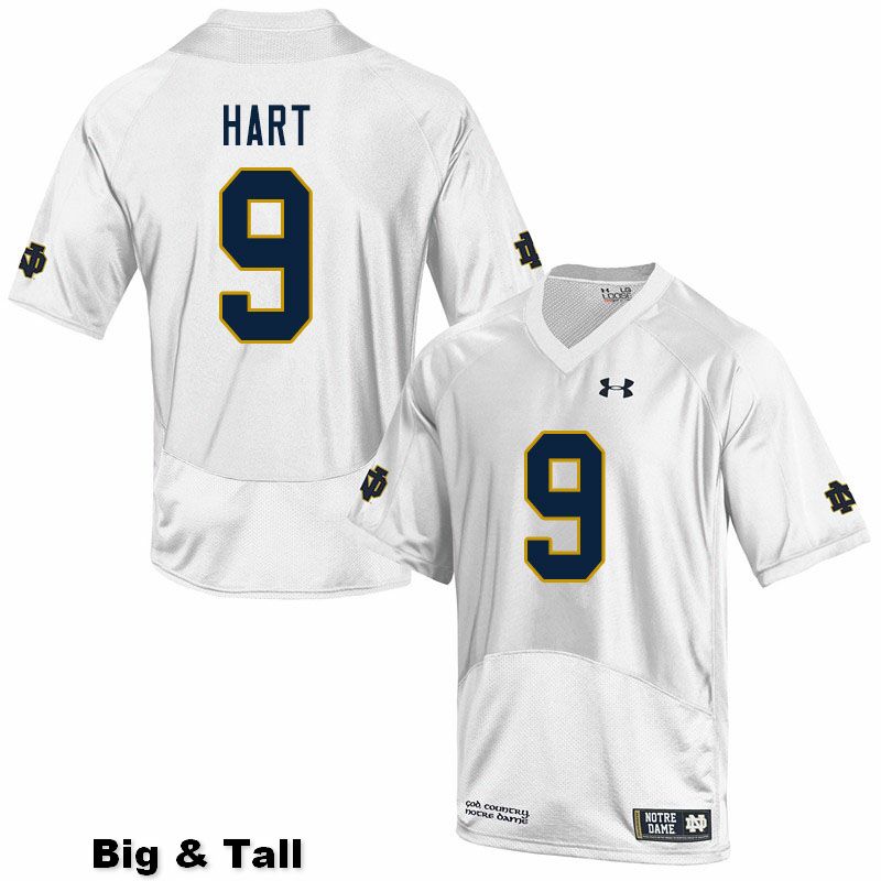 Men's NCAA Notre Dame Fighting Irish #9 Cam Hart Stitched College Under Armour Authentic White Big & Tall Football Jersey DK10N00HC